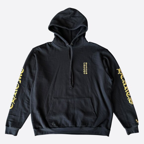 Chrome Hearts Black & Gold Glitter 1988 Script Logo Hoodie - Picture 1 of 7